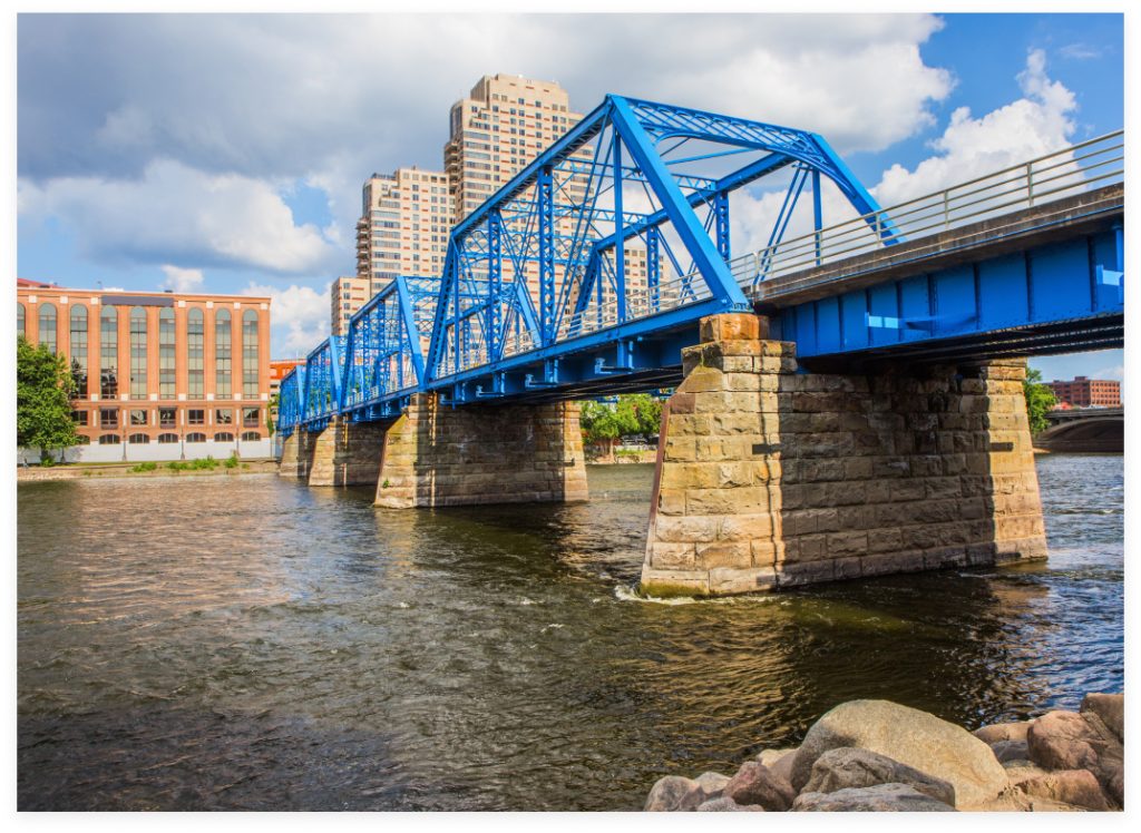 Blue bridge in Grand Rapids